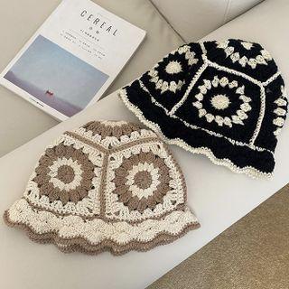 Flower Knit Bucket Hat