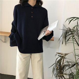Long-sleeve Knitted Polo Shirt
