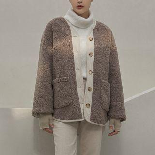 Corduroy-trim Faux-shearling Jacket