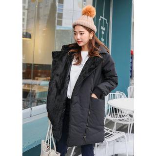 Tall Size Faux-fur Trim Puffer Jacket