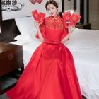 Embroidered Elbow-sleeve Wedding Cheongsam