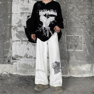 Angle Print Wide-leg Pants