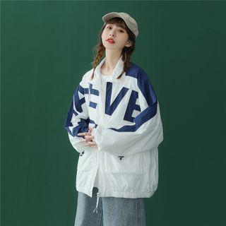 Long-sleeve Two-tone Lettering Jacket