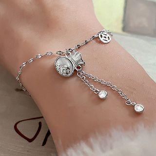 Cat Eye Stone Bracelet Silver - One Size