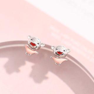925 Sterling Silver Pig Earring 1 Pair - Pig Earring - One Size