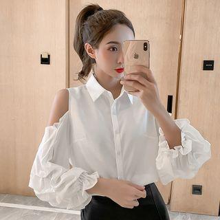 Plain Cut-out Blouse