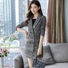 Set: Double-breast Plaid Blazer + Mini Skirt