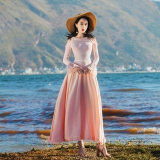 Cold Shoulder A-line Maxi Knit Dress