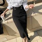 High-waist Button-trim Mermaid Skirt