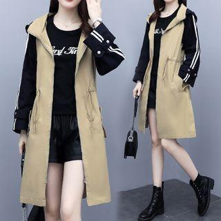 Drawcord Waist Long Zip Jacket