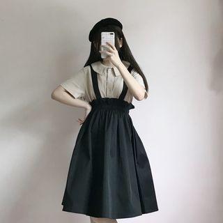 Short-sleeve Shirt / A-line Suspender Skirt