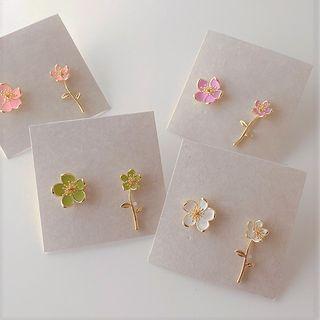 Flower Glaze Asymmetrical Alloy Earring