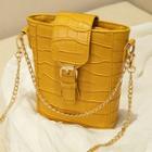 Croc Grain Faux Leather Crossbody Bag Yellow - One Size