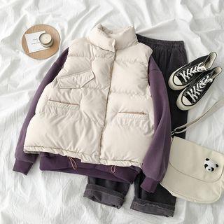 Padded Buttoned Vest / Plain Pullover / Straight-cut Pants