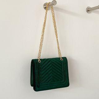Velvet Flap Shoulder Bag