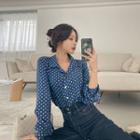 Notch-collar Polka-dot Shirt