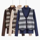 Set: Patterned Sweater Vest + Turtleneck Sweater