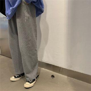 Lettering Wide-leg Cotton Pants