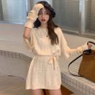 Set: Elbow-sleeve Sweater Dress + Arm Sleeves