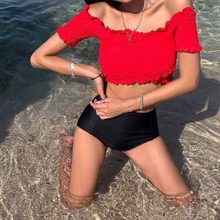 Two-tone Off-shoulder Tankini