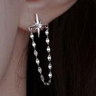 Rhinestone Star Chained Earring 1 Piece - With Earring Back - Silver - One Size