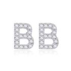 Simple And Fashion Letter B Cubic Zircon Stud Earrings Silver - One Size