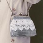 Lace Panel Gingham Crossbody Bag