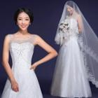 Diamante Sleeveless A-line Lace Wedding Dress