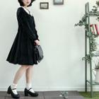 Contrast-collar Shirtwaist Velour Dress (no Brooch)