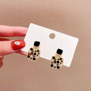 Rhinestone Alloy Dangle Earring A159 - 1 Pair - Black - One Size