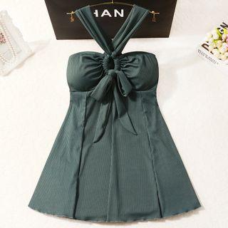 Halter-neck Tie-front Swimdress