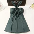 Halter-neck Tie-front Swimdress