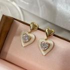 Heart Rhinestone Resin Alloy Dangle Earring 1 Pair - Gold - One Size
