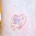 Cat And Heart Print Waterproof Temporary Tattoo One Piece - One Size