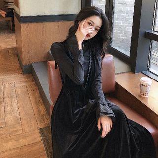 Plain Lace Long-sleeve Top / Plain Sleeveless Dress