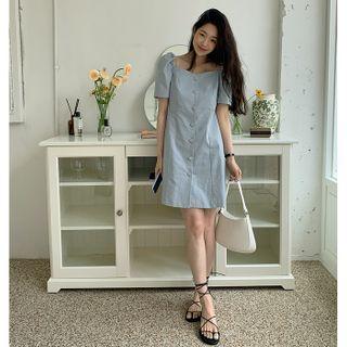 Button-up A-line Minidress