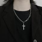 Stainless Steel Cross Chain Necklace As Figure - One Size