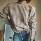 Ribbed Knit Mock-neck Sweater