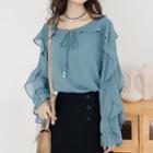Ruffle Tie-front Blouse