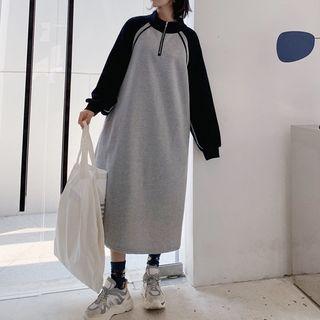 Raglan Midi A-line Sweatshirt Dress