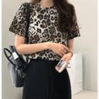 Round-neck Leopard T-shirt One Size