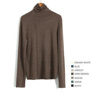 Glitter Mock-turtleeck Knit Top