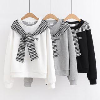Houndstooth Shawl Lettering Sweatshirt