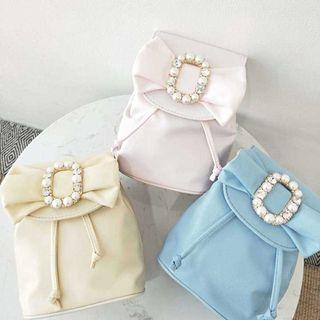 Rhinestone Bead Buckled Crossbody Bag