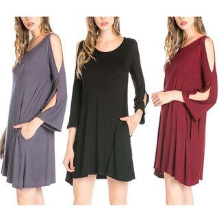 Long-sleeve Cold Shoulder Dress