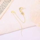 Moon & Star Chain Ear Cuff 1 Pc - Gold - One Size