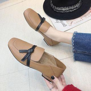 Fleece-lined Knotted Faux Leather Loafers