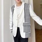 Houndstooth Panel Two Button Blazer