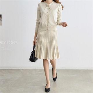 Set: Cardigan + Pleated Midi Skirt