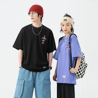 Couple Matching Short-sleeve Crisscross Print T-shirt
